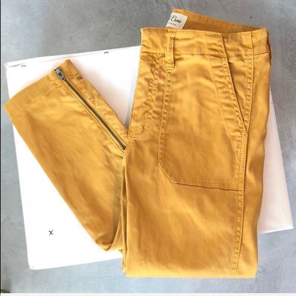 J. Crew Skinny Stretch Cargo Jeans Mustard Yellow Sz 25 - Picture 2 of 6